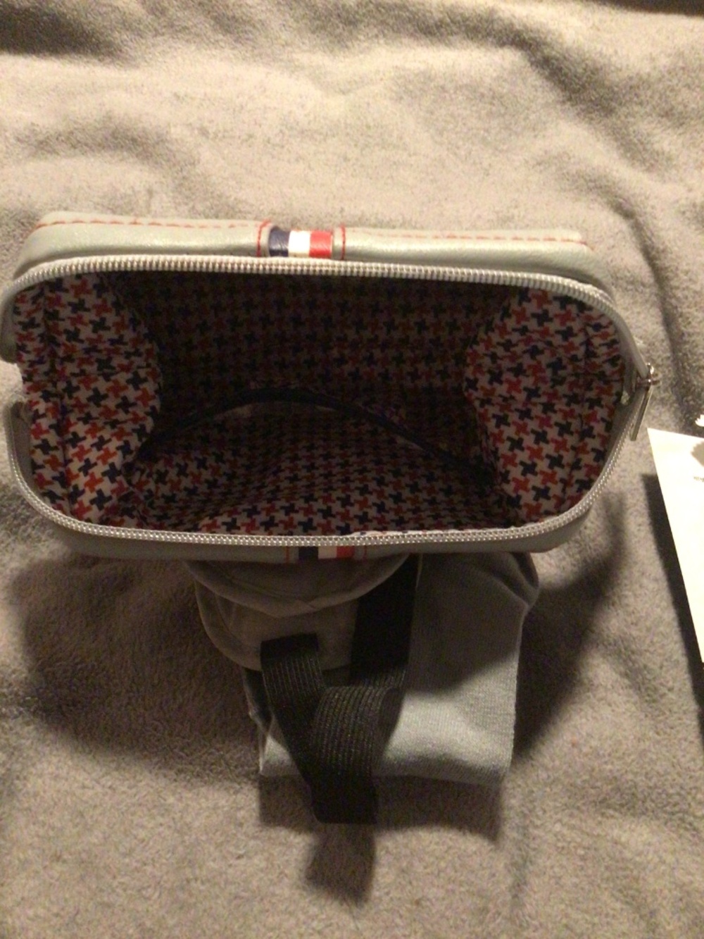 American Airlines 100th Anniversary Amenity Kit Bag Grey Red Blue - Picture 8 of 13